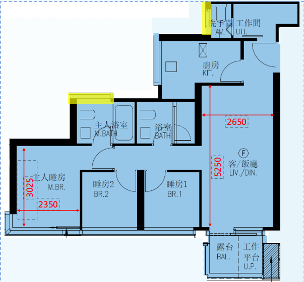 維港雙鑽 3房戶型圖則 約593-705平方呎 售價1200萬起